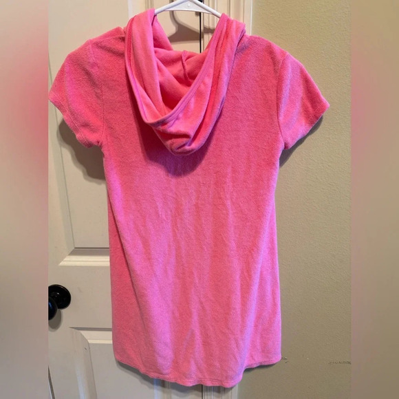Wonder Nation Pink Hooded Swim Coverup Zipper Short Sleeve Girls Sz LG(10-12) - Picture 7 of 8